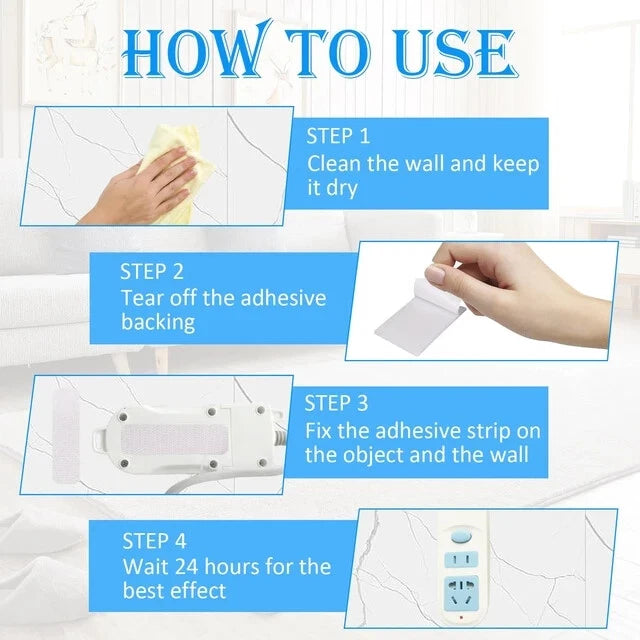 Adhesive fastener pads used for home organization solutions