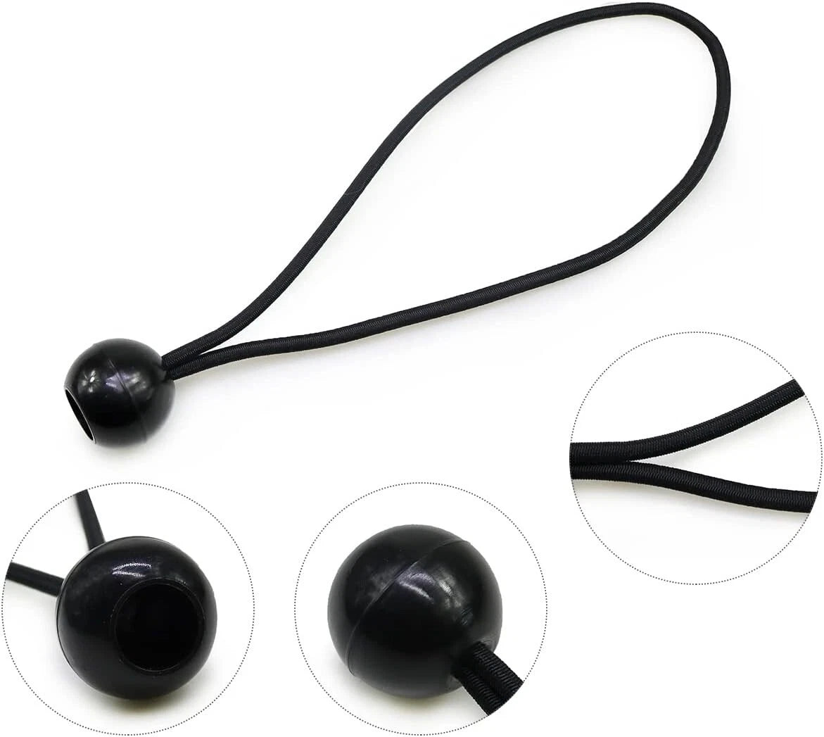 Pack of black bungee loop ties for tarp tent and outdoor use