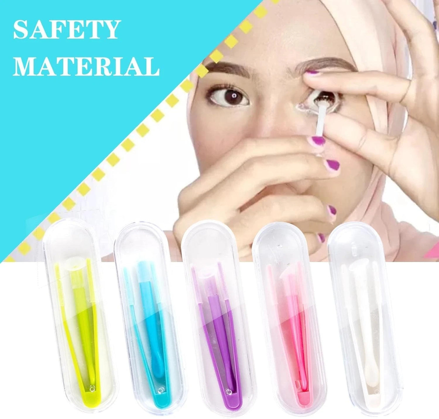 Contact lens tweezers with soft tip for hygienic and safe lens handling