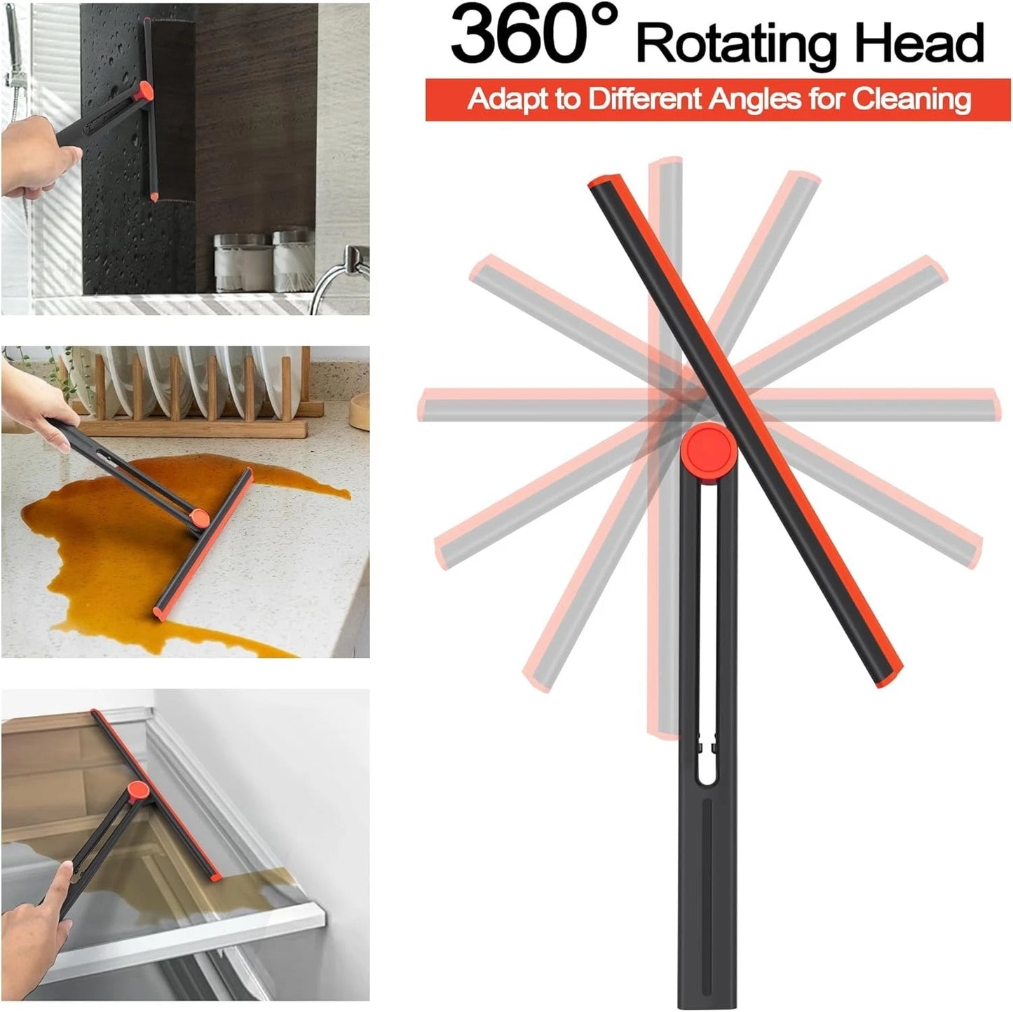 Rubber blade squeegee used for streak-free cleaning of shower glass and windows