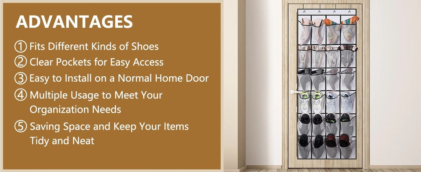 Strong hooks supporting over door shoe organizer securely