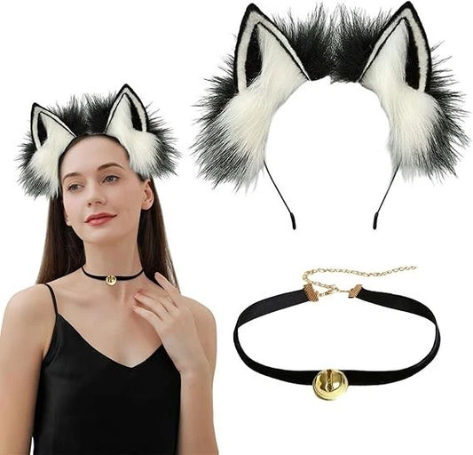 2pc cat costume set with ears headband for parties