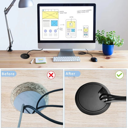 80mm white cable desk grommet used for clean office wire management