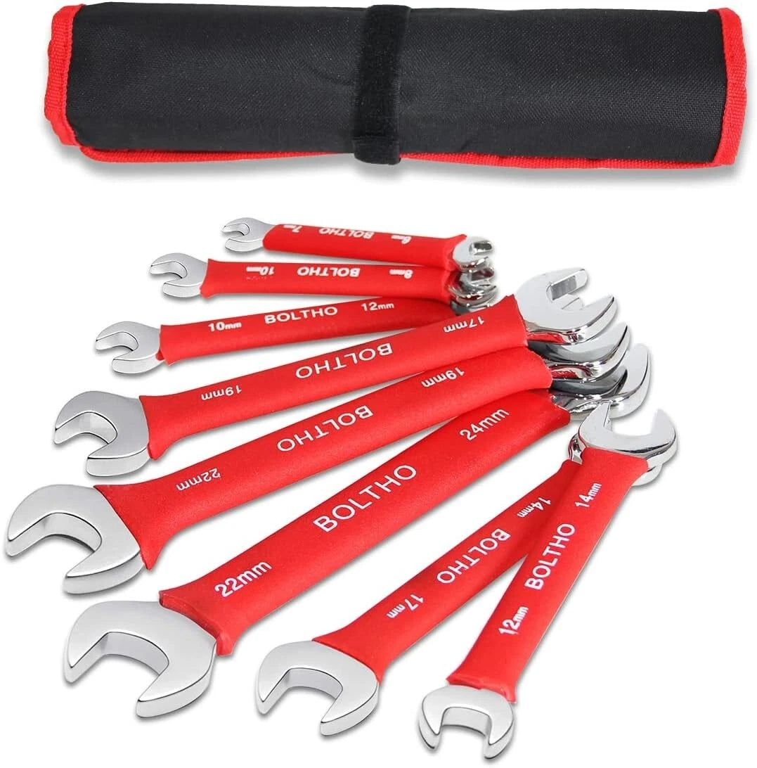 8 piece open end spanner set metric sizes for toolbox use