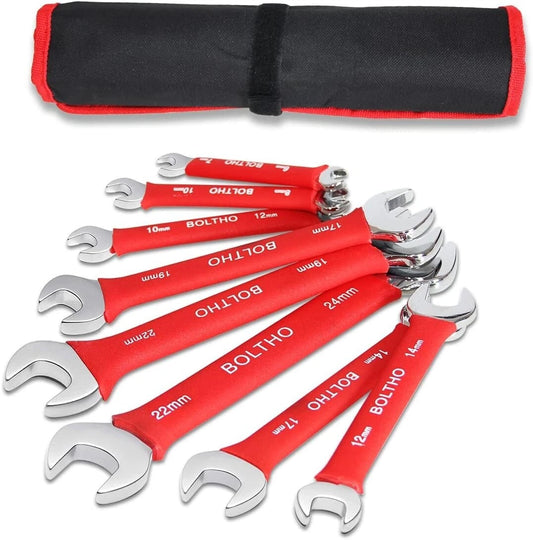 8 piece open end spanner set metric sizes for toolbox use