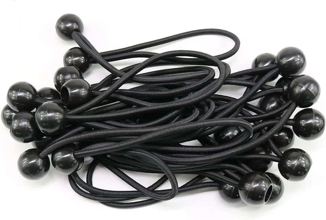 9 inch black bungee ball elastic cord heavy duty loop tie for tarps