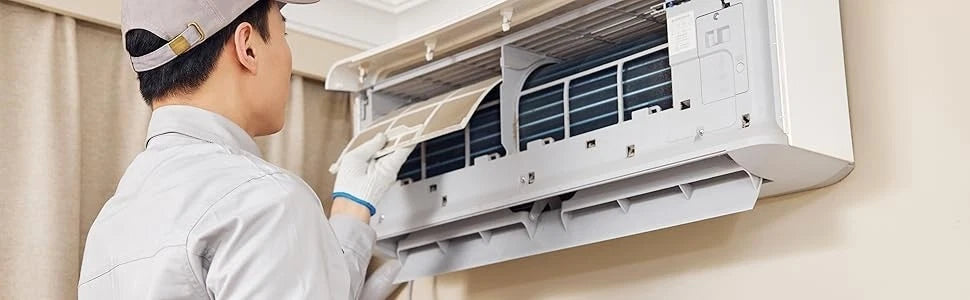 AC coil brush removing dust buildup from air conditioner fins