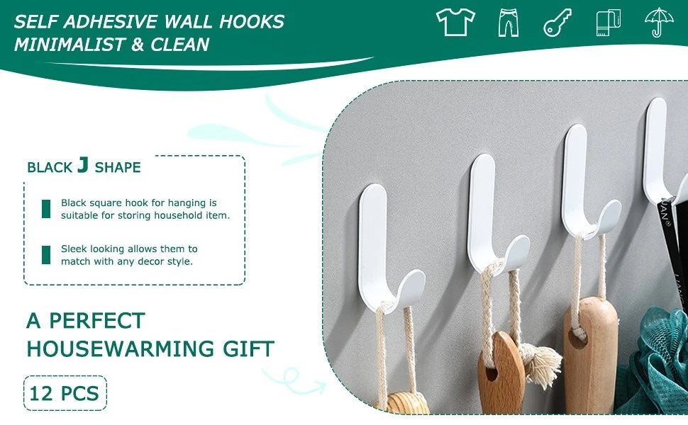 Adhesive coat hooks used in bathroom for hanging towels