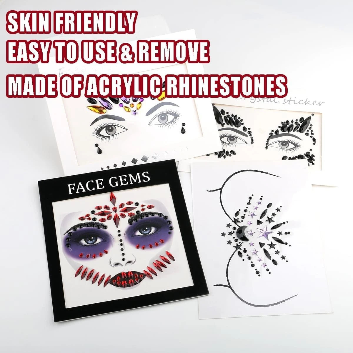 Applying adhesive face gems easily on clean skin