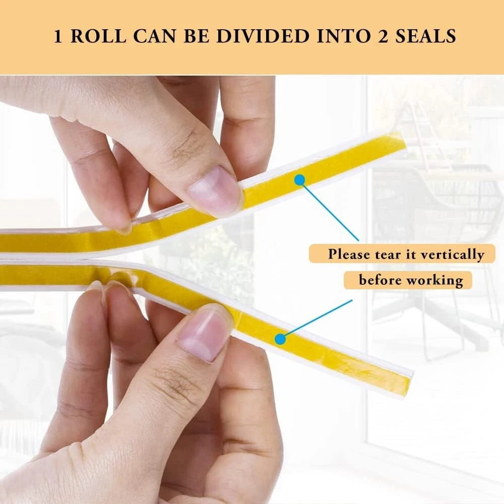 Easy peel and stick adhesive backing on foam seal strip
