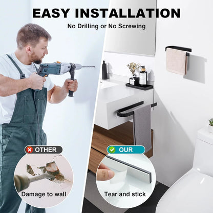 Adhesive toilet roll holder mounted neatly on wall surface