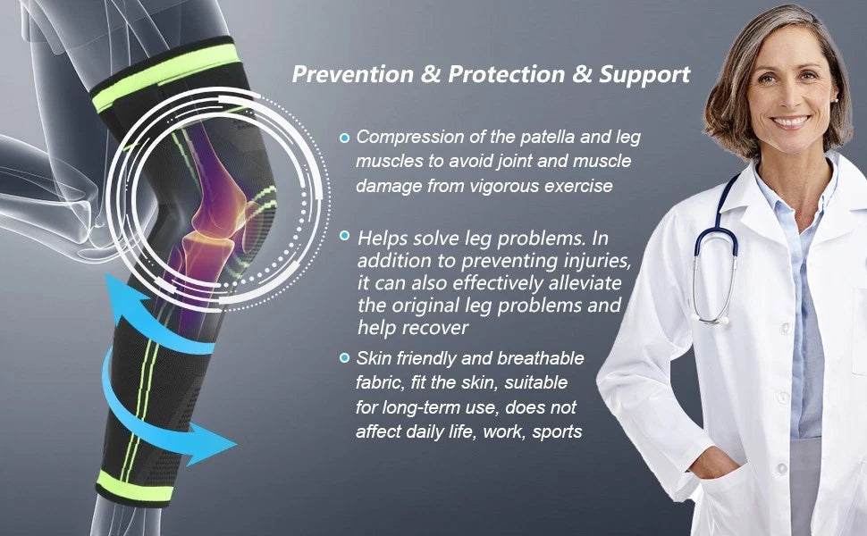 Close-up of adjustable knee support brace breathable material design