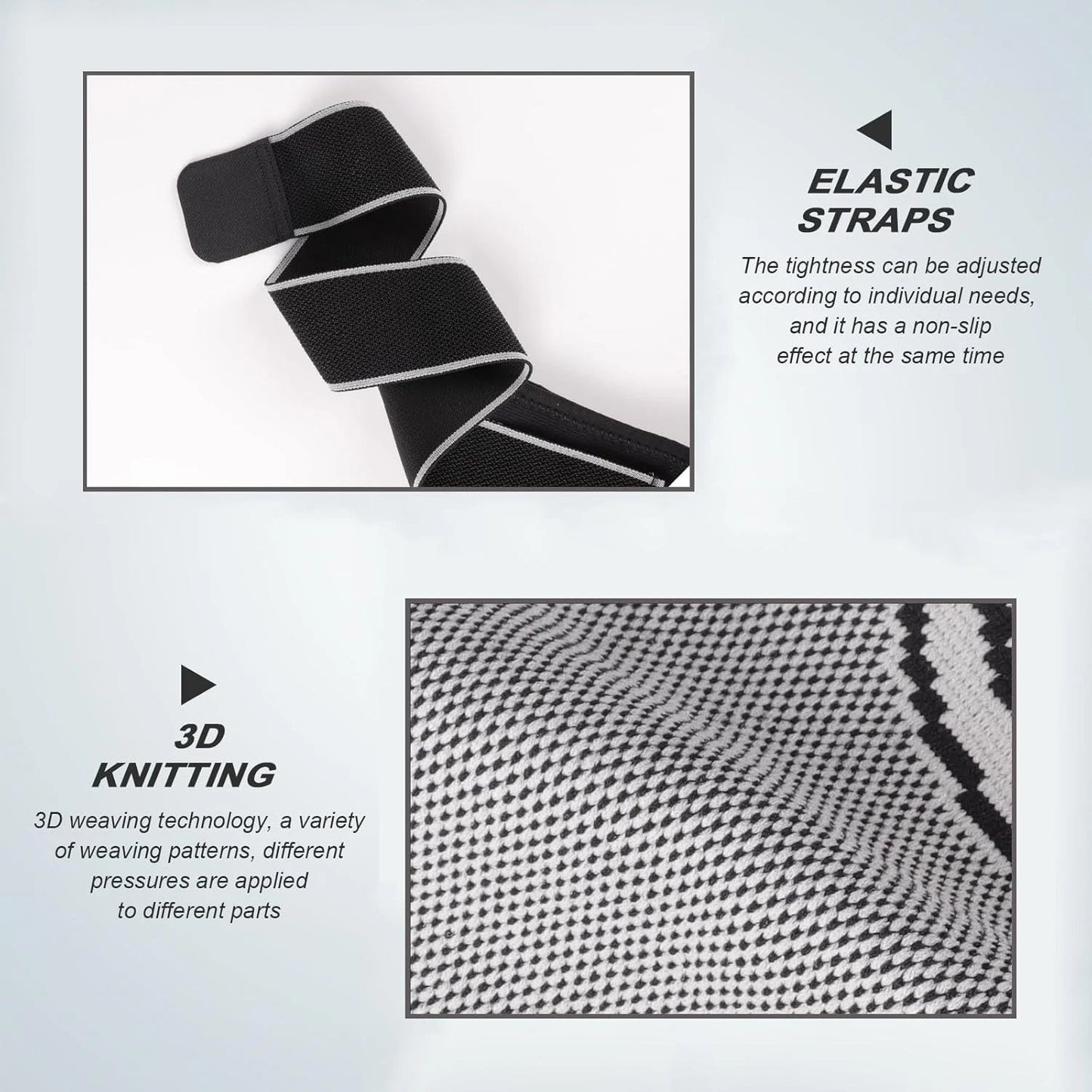 Side view of adjustable knee support brace fitting securely