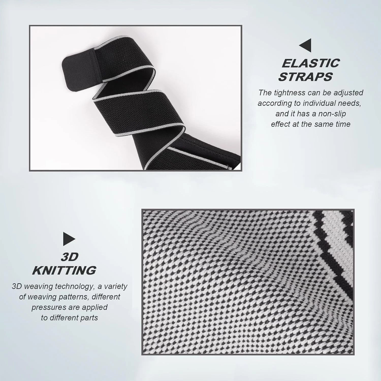 Side view of adjustable knee support brace fitting securely