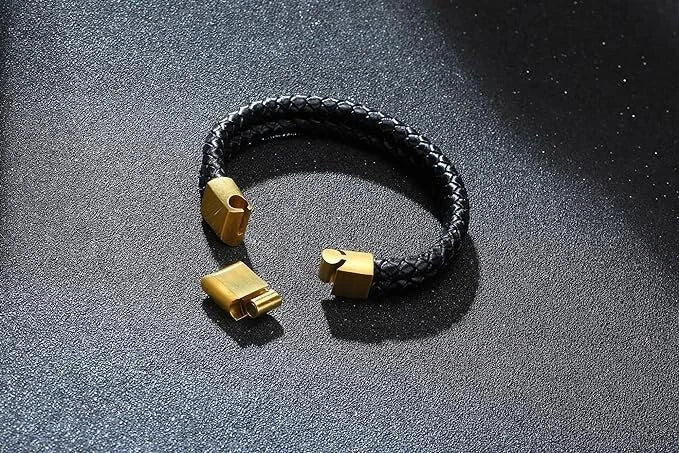 Adjustable leather cuff bracelet for men UK