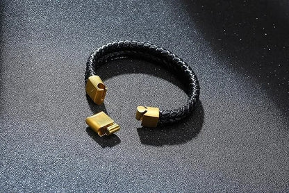 Adjustable leather cuff bracelet for men UK