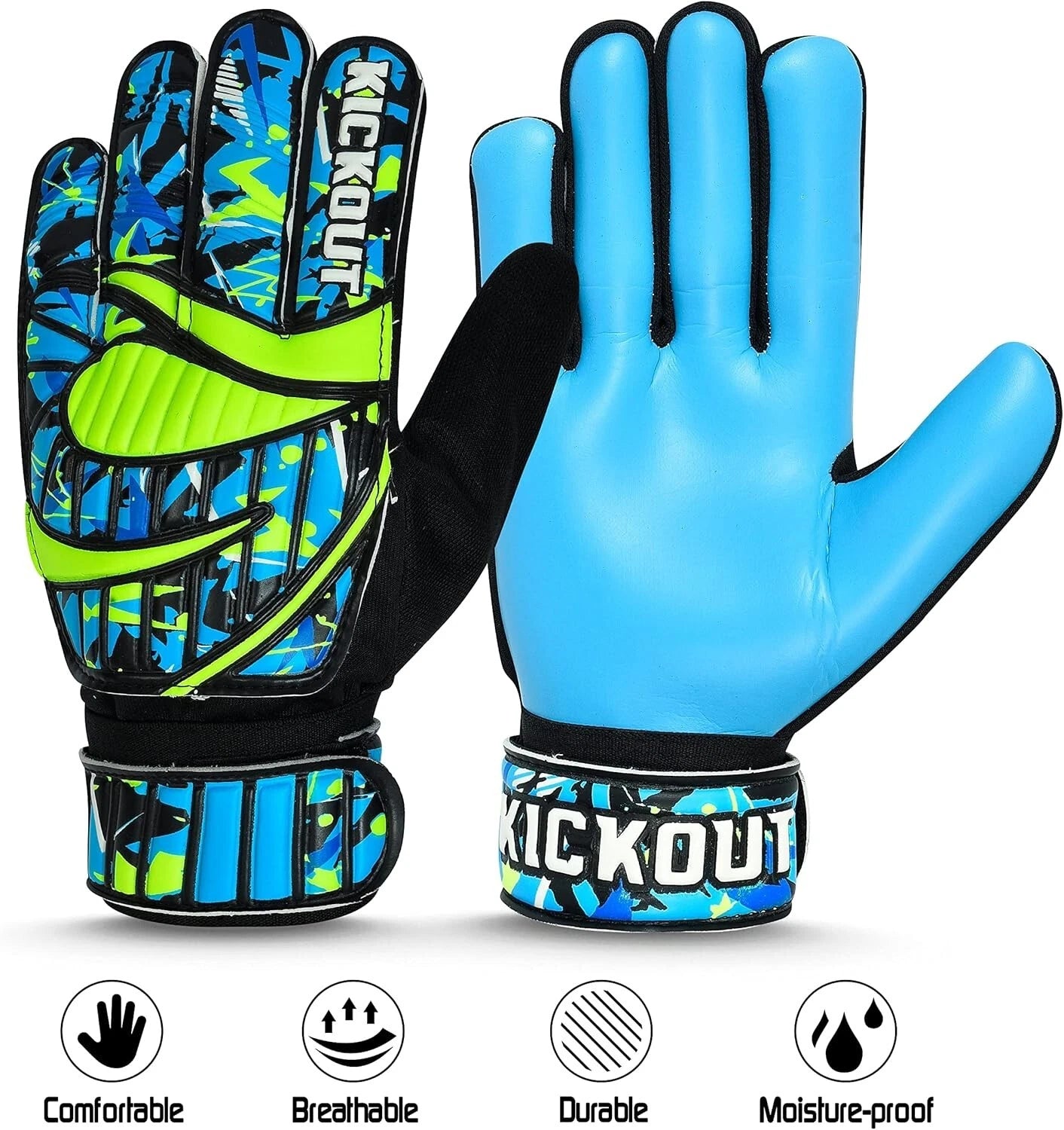 Adjustable wrist strap on soccer goalkeeper gloves