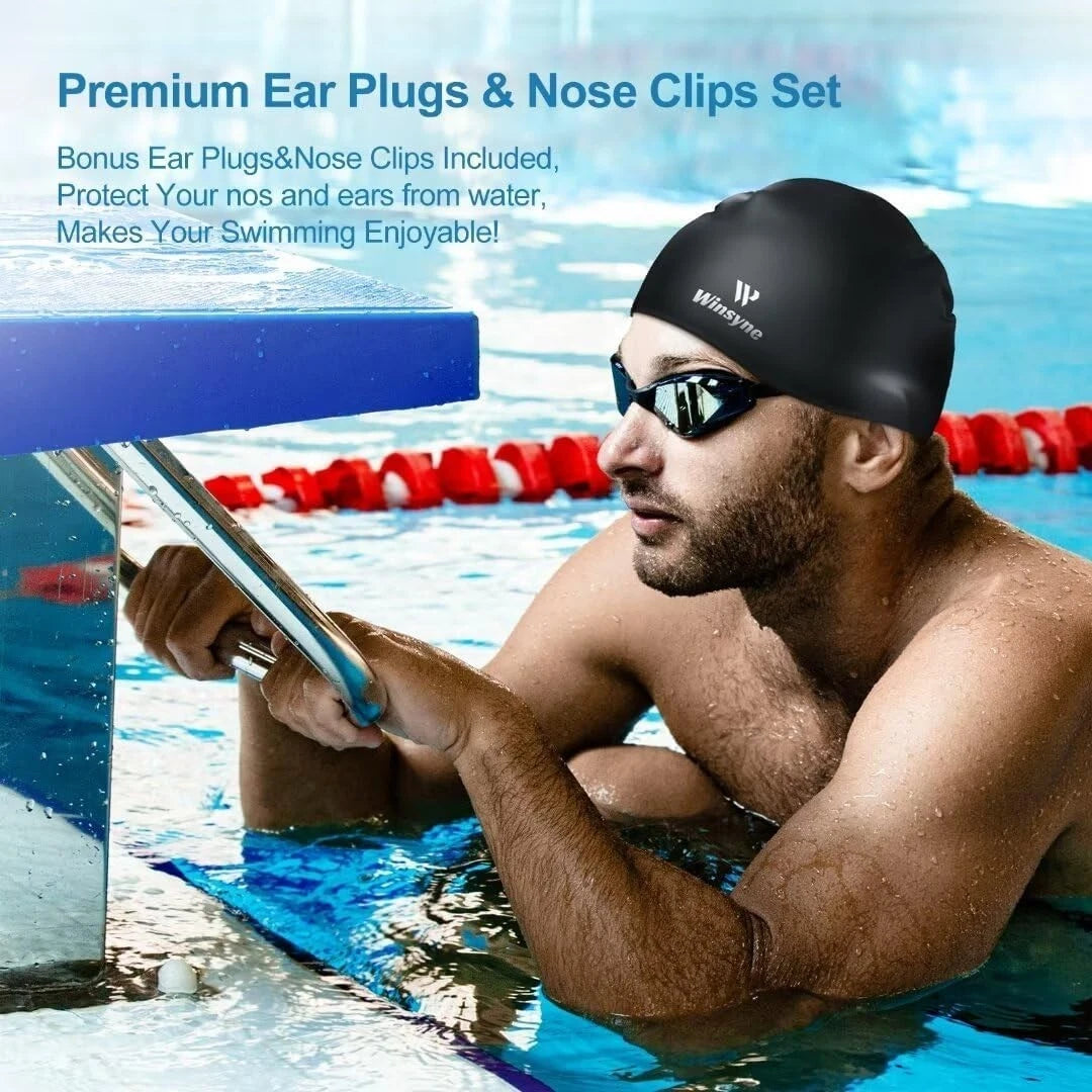 Adult swimming hat protecting hair from chlorine damage