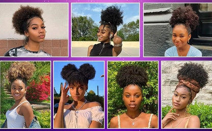 
Afro puff ponytail hairstyle showing full back volume

