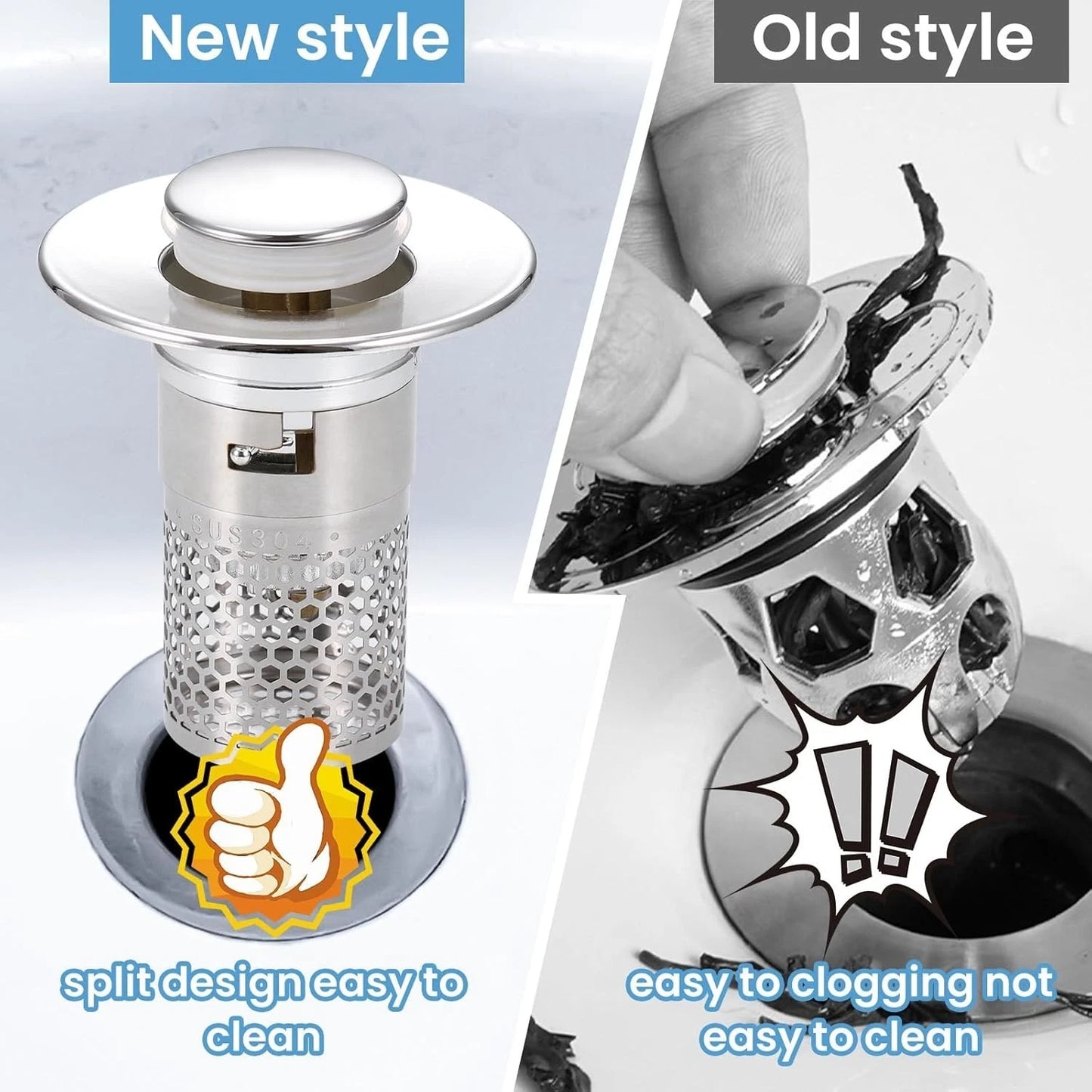 Anti clog sink filter used for bathroom hygiene and cleaning