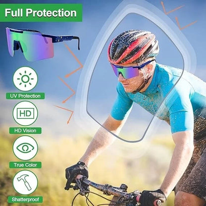 Anti glare outdoor eyewear showing protective lens close-up