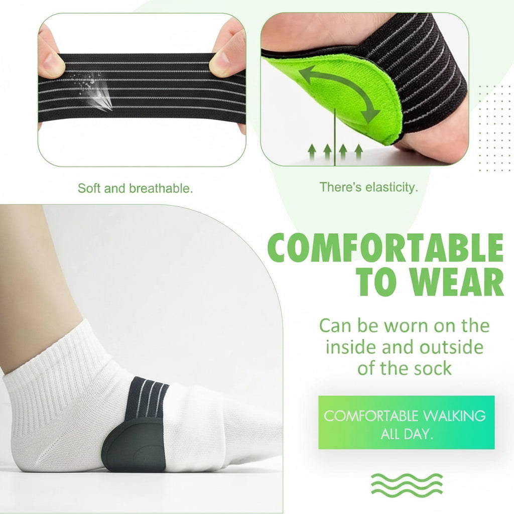 Close-up of arch support insole showing soft cushioning detail
