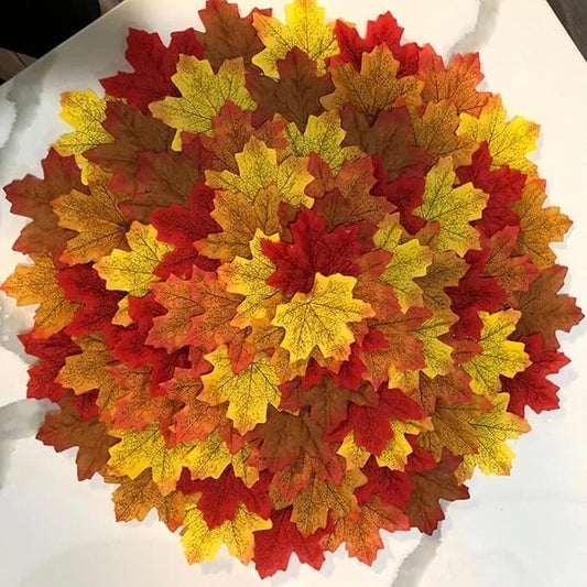 Artificial maple leaves 300 pack for autumn decoration use