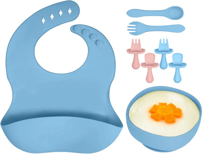 Baby feeding weaning set silicone BPA free utensils and supplies