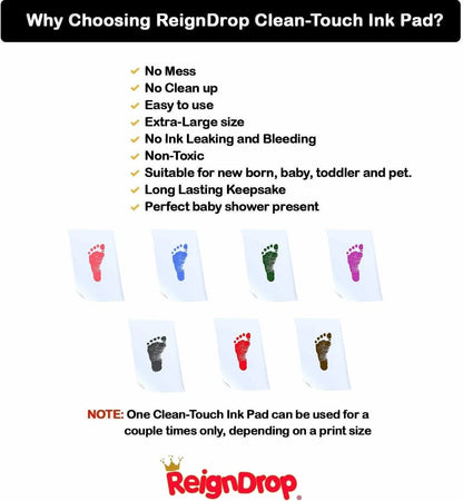 Baby footprint kit mess free safe printing process