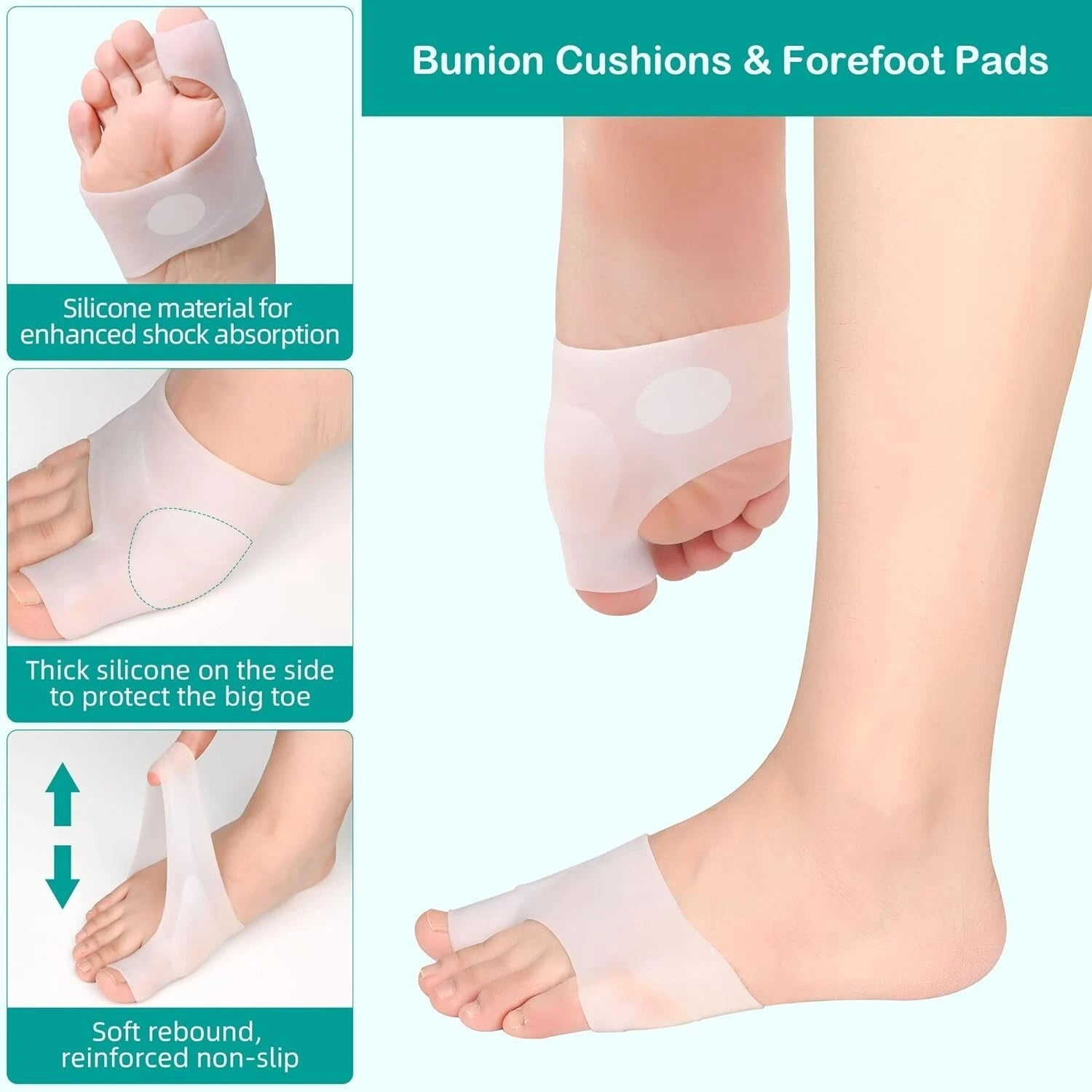 Gel cushion pad supporting ball of foot inside shoe