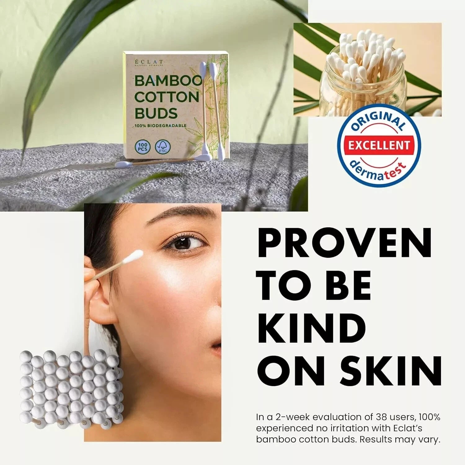 Bamboo ear cleaning swabs packaged for household use