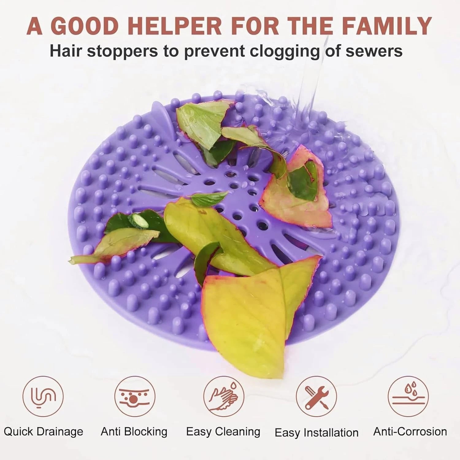 Bathroom drain hole cover flexible silicone design