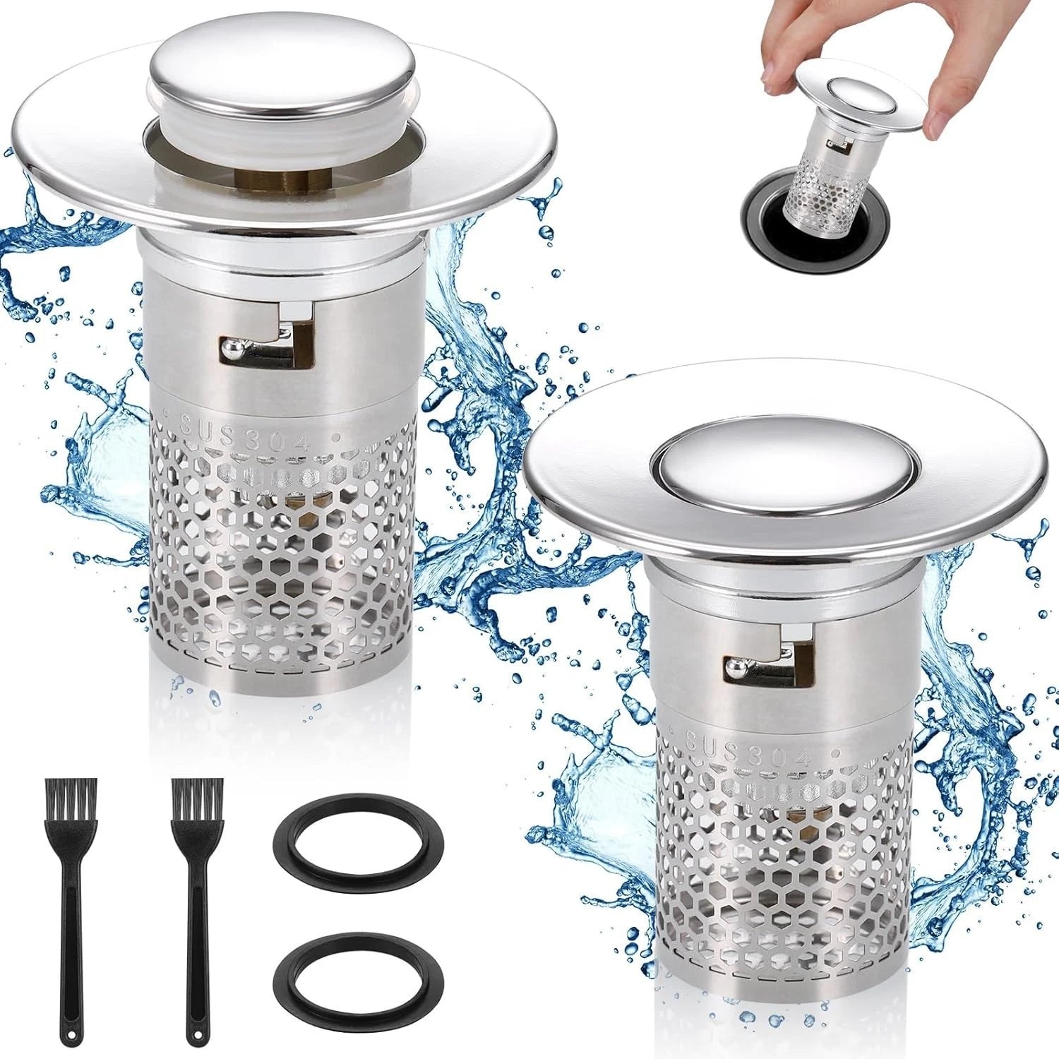 Bathroom sink pop up stopper drain filter for wash basin