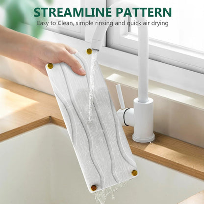 Bathroom sink rack drain holder close detail showing water flow design