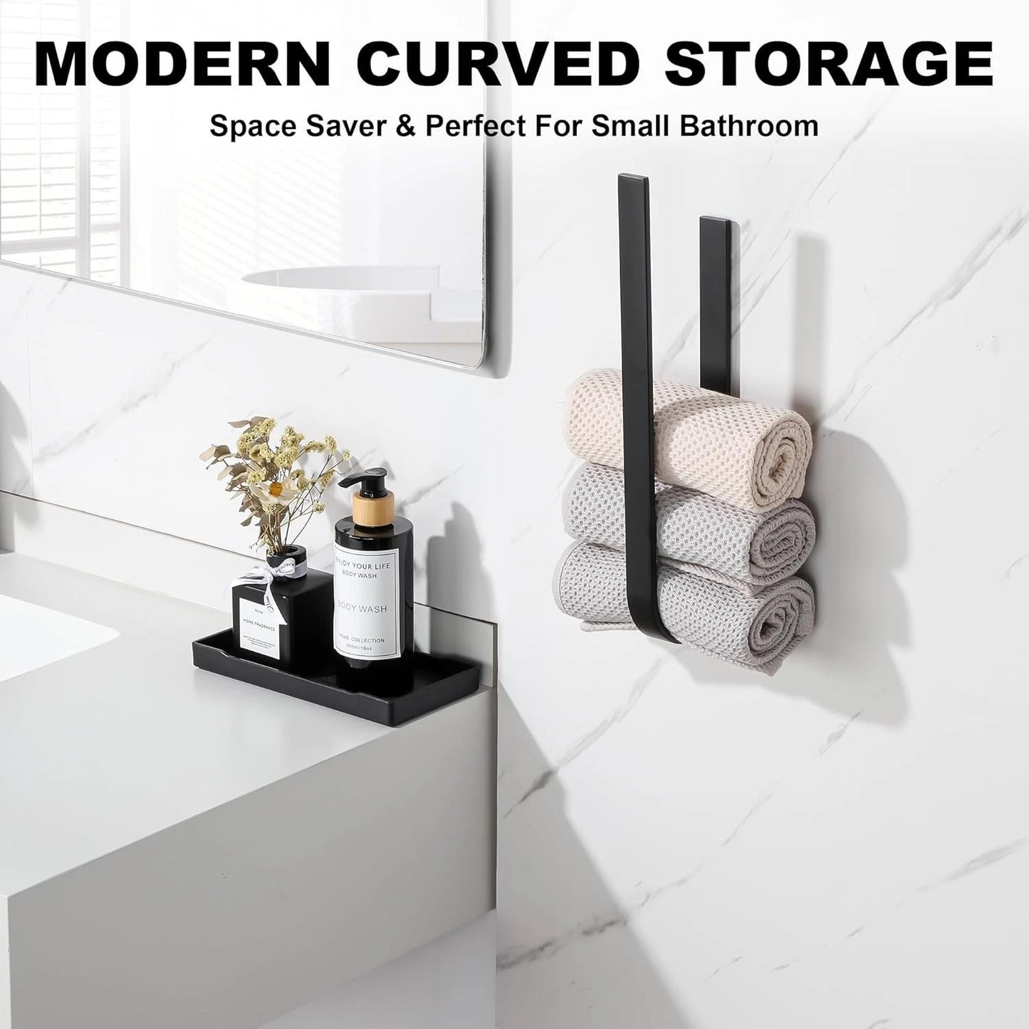 Modern bathroom towel rack with sleek minimalist design