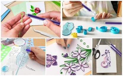 Beginner quilling kit used for making paper flowers and shapes