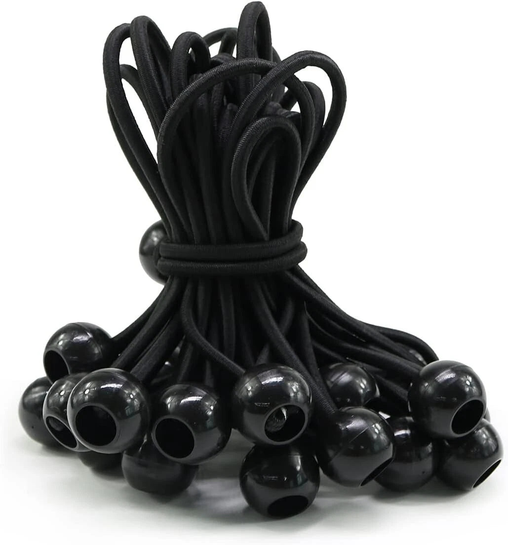 Black bungee ball cord used for outdoor securing applications