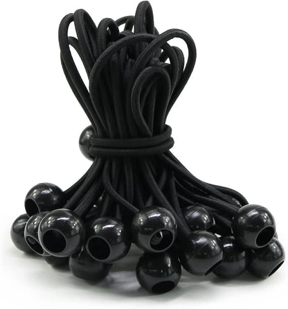 Black bungee ball cord used for outdoor securing applications