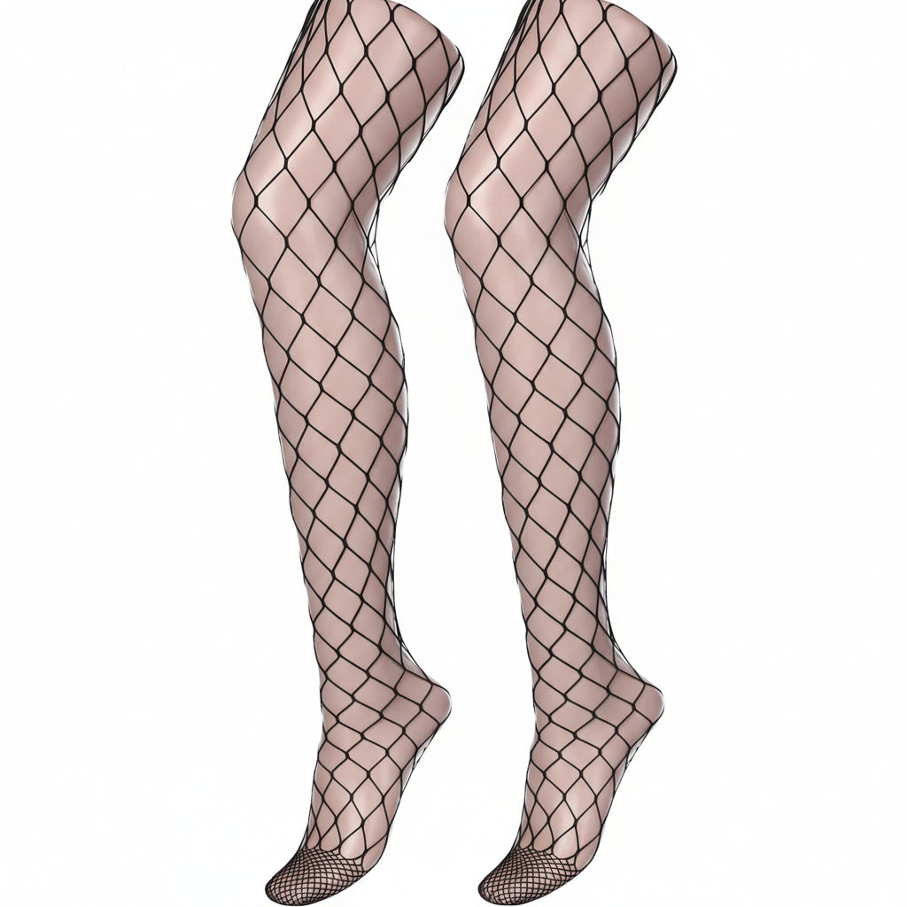 Fishnet tights showing different mesh size options
