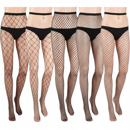 Black fishnet tights creating bold fashion statement