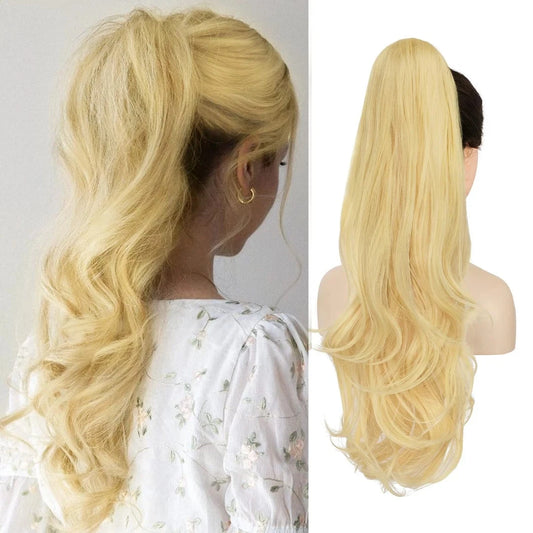 Blonde wavy ponytail wig drawstring hair extension