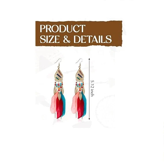 Boho drop earrings fashion portrait showcasing ethnic style