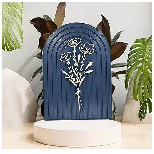 Boho wooden wall arch decor with floral hanging design for home