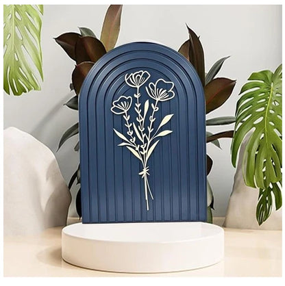 Boho wooden wall arch decor with floral hanging design for home