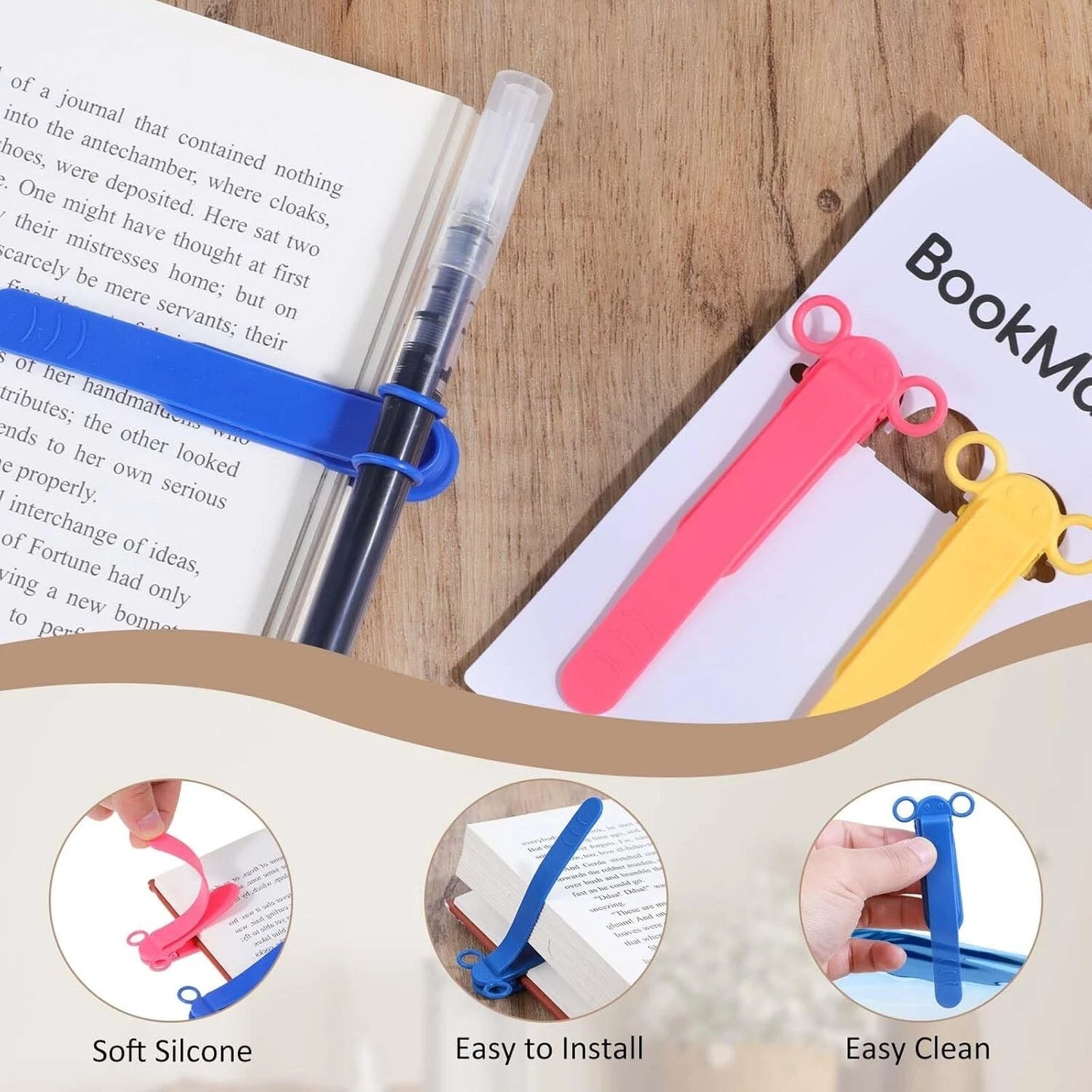 Student using bookmark clip for study and reading focus