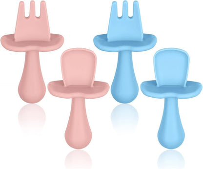 BPA free baby utensils feeding set designed for safe and soft baby self-feeding