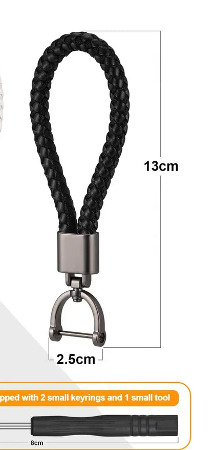 Braided faux leather keyring keychain stylish accessory