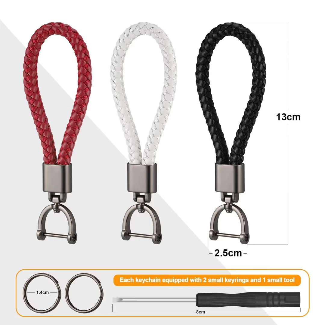 Braided keychain used as car key holder with stylish design