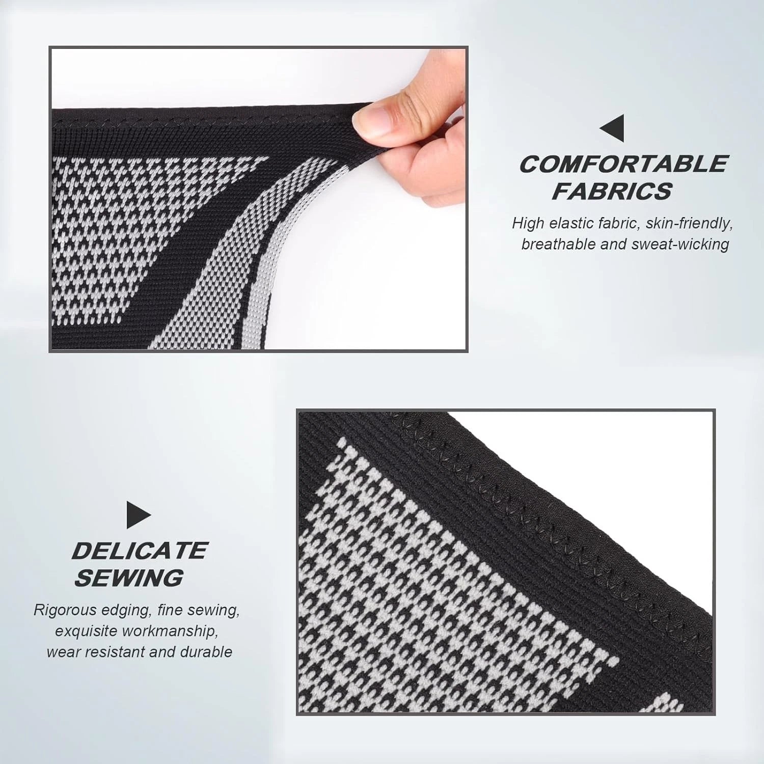 Breathable compression knee sleeve fabric detail for comfort