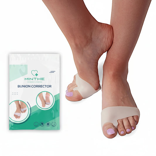 Gel bunion corrector and toe separator shown from front view